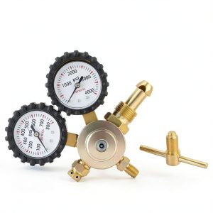 Heavy-Duty Nitrogen Regulator 0-800 PSI | Nitrogen Regulator Hvac, CGA580 Inlet, 1/4-Inch Male Flare Outlet, Brass Body, Double Gauges, Ideal for HVAC Purging and Pressure Charging-1